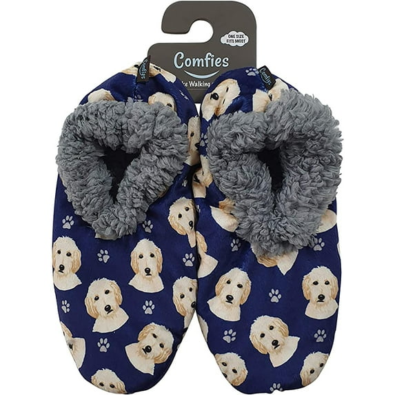 Comfies Super Soft Goldendoodle Slippers - Unisex - One Size Fits Most - Cozy House Slippers - Non Skid Bottom