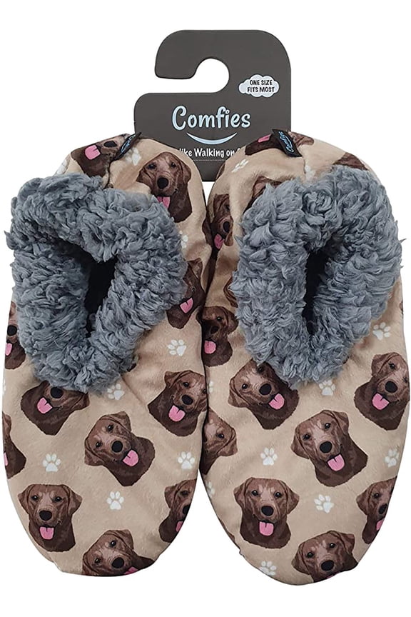 Super Soft Labrador Chocolate Slippers - Unisex - One Size Fits Most - Cozy House Slippers - Non Skid Bottom