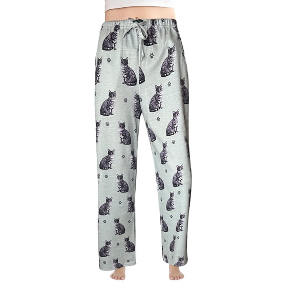 Comfies Tabby Cat Unisex Cotton Blend Pajama Bottoms - Gift for Pet Lovers