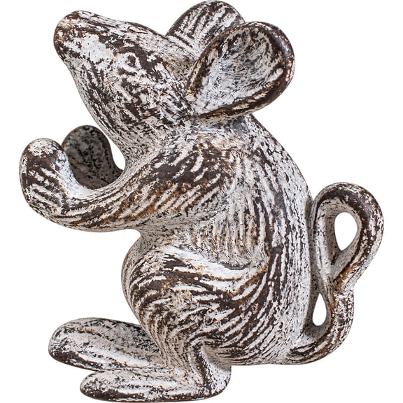 Comfify Cast Iron Mouse Doorstop, Heavy Duty Door Stop with Felt Bottom, Antique White