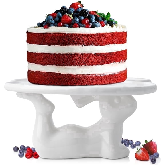 Comfify Ceramic Bunny Cake Stand, Dessert Display Stand, White, 7.75 x 8.25 in