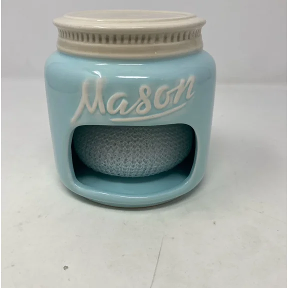 Comfify Ceramic Kitchen Sponge Holder - Farmhouse Style Sink Caddy - Mason Jar