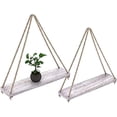thumbnail image 1 of Comfify Rustic White Hanging Wall Shelves Set of 2, Jute Rope Floating Shelves, Paulownia Wood Farmhouse Wall Decor, 1 of 7