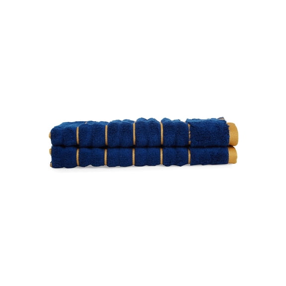 Comfigifts 100% Cotton 2 Bath & 2 Hand Towels 1400 Gsm | Soft, Absorbent, Lightweight Towels With Computerized Embroidery (Estate Blue/Fire)