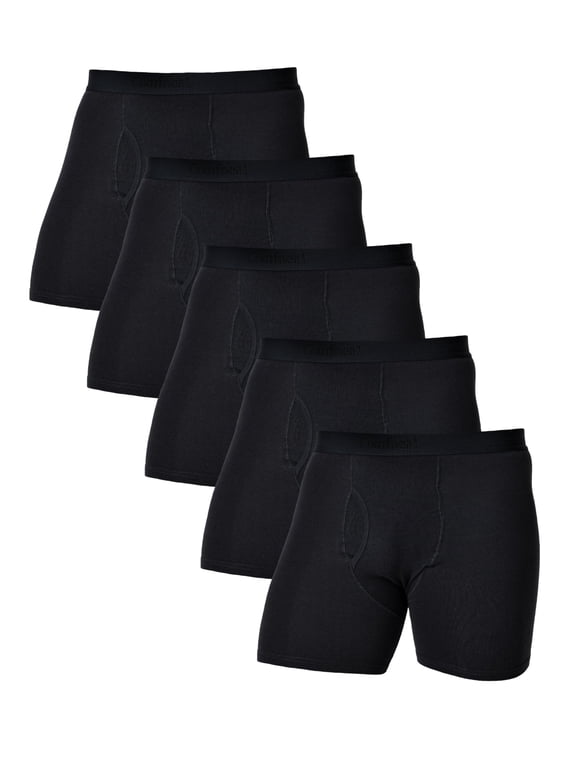 Men's 5-Pack Boxer Briefs Super Stretchy Cotton Spandex Comfy Underwear (Black Pack-5, M)