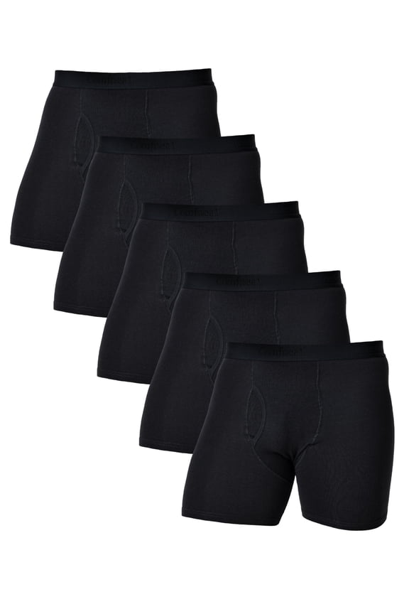 Men's 5-Pack Boxer Briefs Super Stretchy Cotton Spandex Comfy Underwear (Black Pack-5, M)