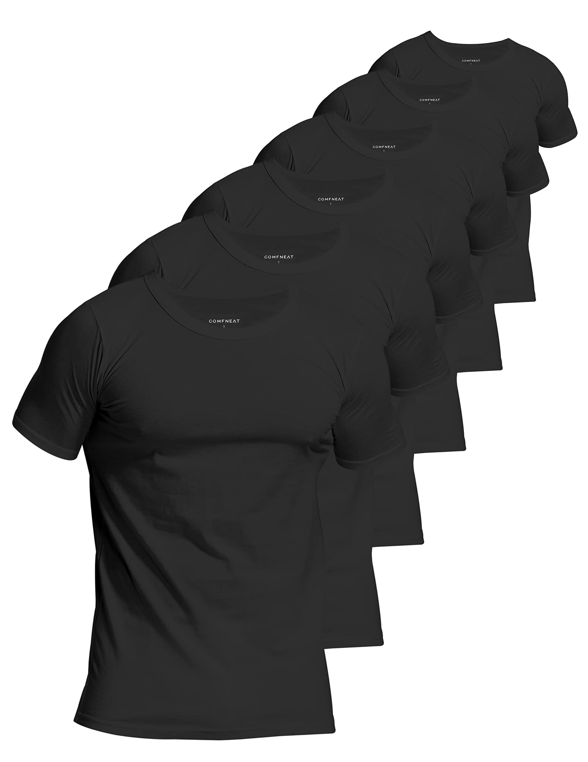 Comfneat Men's 6Pack Invisible Enlarged Collar Undershirts 100 Cotton