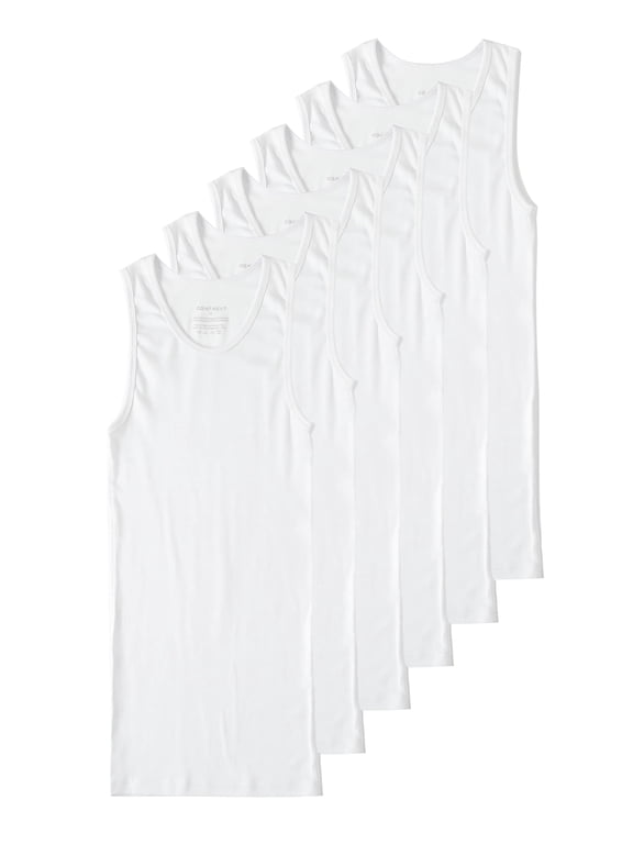 Men's A-Shirts Tight Fit Tank Tops Cotton Spandex Undershirts, 6-Pack (White, XL)