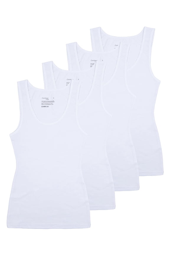 Women's 4-Pack Basic Tanks Comfy Top (White 4-Pack, XXL)