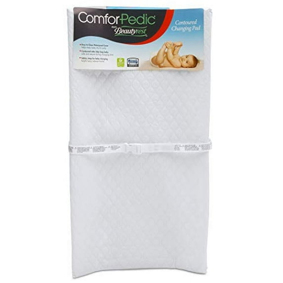 Beautyrest Comforpedic Polyester Contoured Solid Print Diaper Changing Pad, White