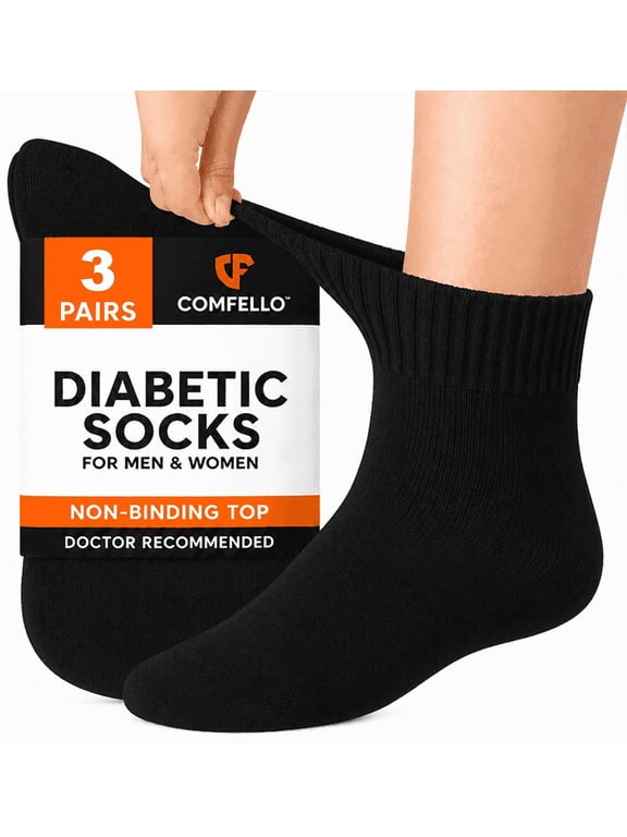 Diabetic Ankle Socks for Men and Women – 3 Pairs, Non-Binding, Seamless Toe, Cushioned Moisture-Wicking