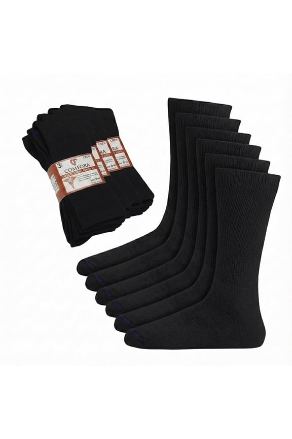 Diabetic Crew Socks for Men – 12 Pairs, Non-Binding, Seamless Toe, Soft Cotton Moisture-Wicking Socks