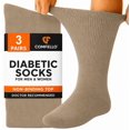 thumbnail image 1 of Comfello Diabetic Crew Socks for Men & Women– 3 Pairs, Non-Binding, Seamless Toe, Soft Cotton Moisture-Wicking Socks, 1 of 7