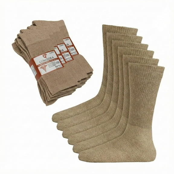 Comfora Diabetic Crew Socks for Men & Women– 3 Pairs, Non-Binding, Seamless Toe, Soft Cotton Moisture-Wicking Socks