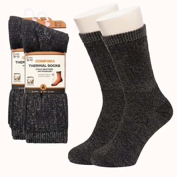 Comfora Thermal Winter Boot Socks, Heavy Duty Insulated Crew Socks, 3-Pack