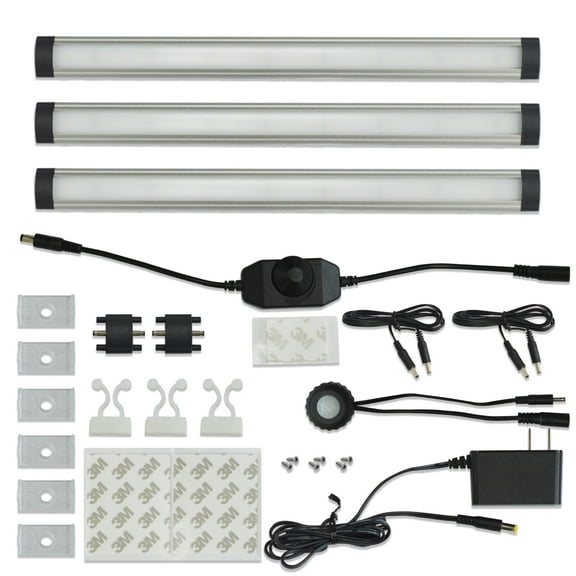 Comforday LED Under Cabinet Lights, 3PCS 12" Strips, 1000 Lumens, Motion Sensor, Dimmer, Hardwired
