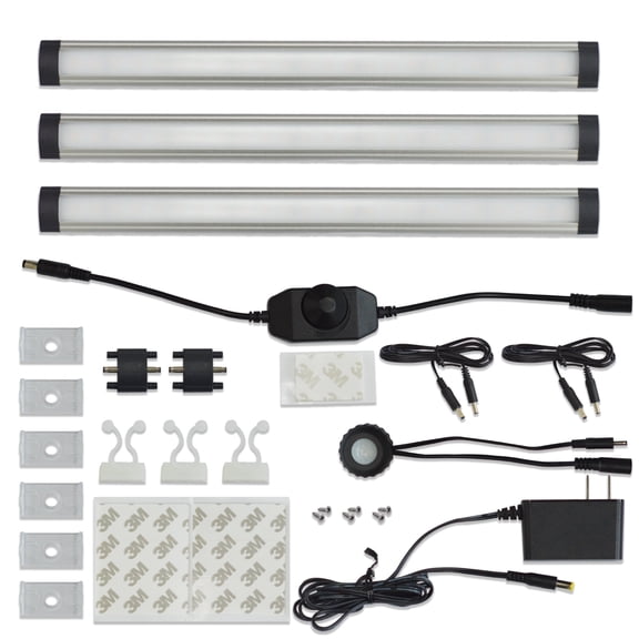 Comforday LED Under Cabinet Lights, 3PCS 12" Strips, 1000 Lumens, Motion Sensor, Dimmer, Hardwired