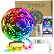 Comforday RGB LED Strip Lights 25ft, Novelty Lighting with Smart App Control Remote, Decorating Bedroom, Living Room Base on Mood Change Anytime, Music Sync Color Changing Lights for Party and Ceremon