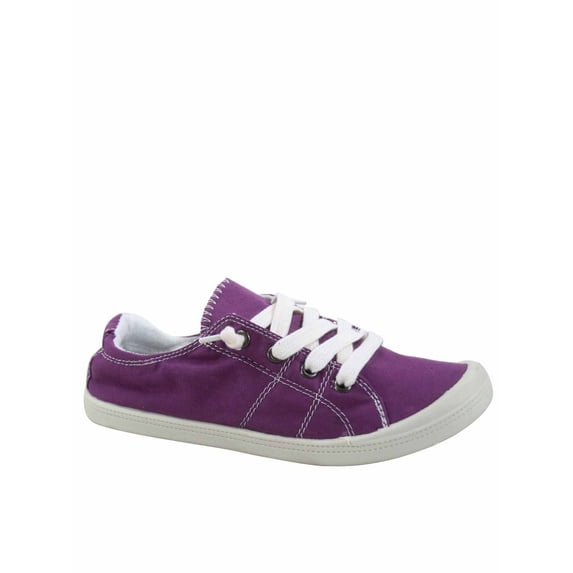 Comfort-1 Women's All Day Comfort Slip On Round Toe Flat Sneaker Shoes ( Purple, 8.5 )