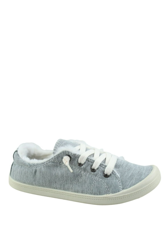 Comfort-11 Women's Causal Comfort Slip On Round Toe Flat Sneaker Shoes With Faux Fur ( Gray, 8)