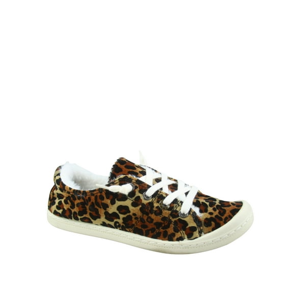 Comfort-11 Women's Causal Comfort Slip On Round Toe Flat Sneaker Shoes With Faux Fur ( Leopard , 8.5)