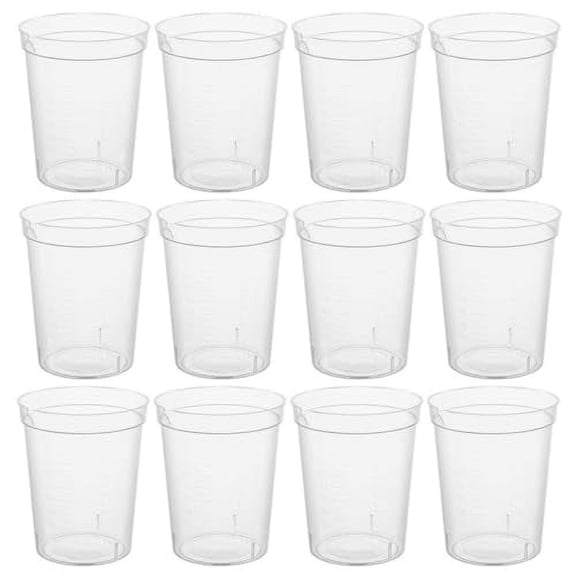 Comfort Axis 6.5 Ounce Transparent Graduated Plastic Beaker Clear Measuring Cups with Pour Spout for Art, Kitchen, Cooking, Medicine, Resin, Epoxy & Science Experiment (Pack of 12)