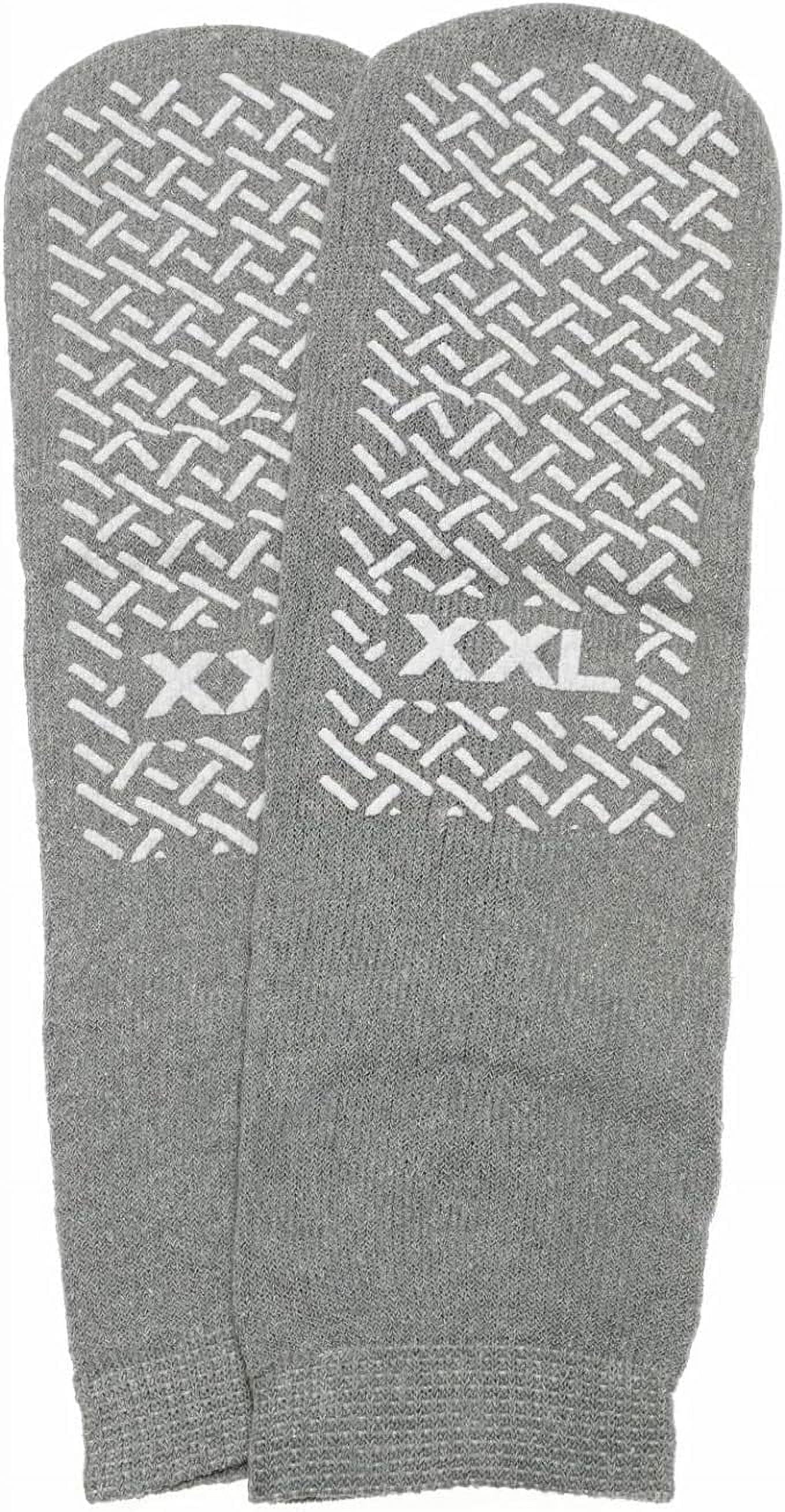 Comfort Axis 6 Pairs of Single Sided Non-Skid Travel Slipper Ankle Socks, Gray (XX-Large)