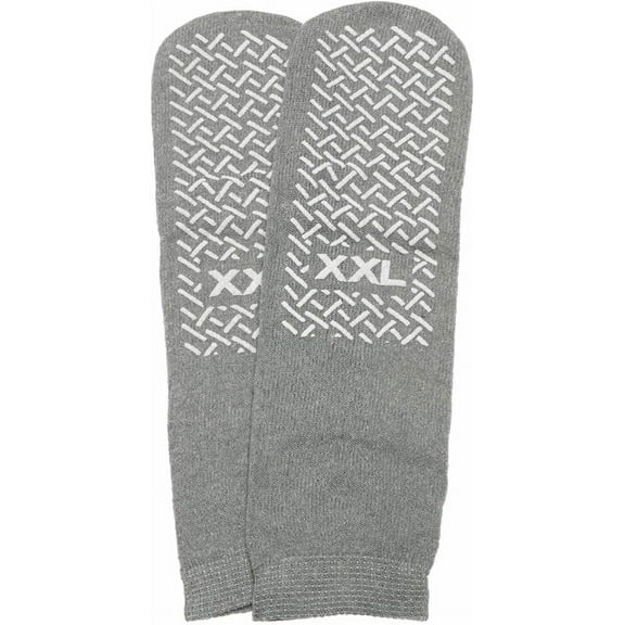 Comfort Axis 6 Pairs of Single Sided Non-Skid Travel Slipper Ankle Socks, Gray (XX-Large)