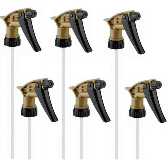 Comfort Axis Heavy Duty Acid Resistant Trigger Sprayer, Black/Gold, 9-1/4" Dip Tube, 28mm Neck Finish - 6 Pack