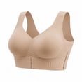 thumbnail image 1 of Comfort Back Support Wireless Full Coverage Bra, Wide Strap No Underwire Bra for Women Housewives Mothers, Soft Everyday Lounge,Beige,UnderBust:27-31", 1 of 9