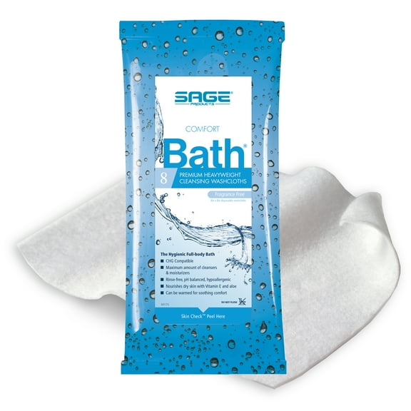 Comfort Bath Bath Wipe or Washcloth 8 x 8" 7903, 1 Pack 8 Wipes