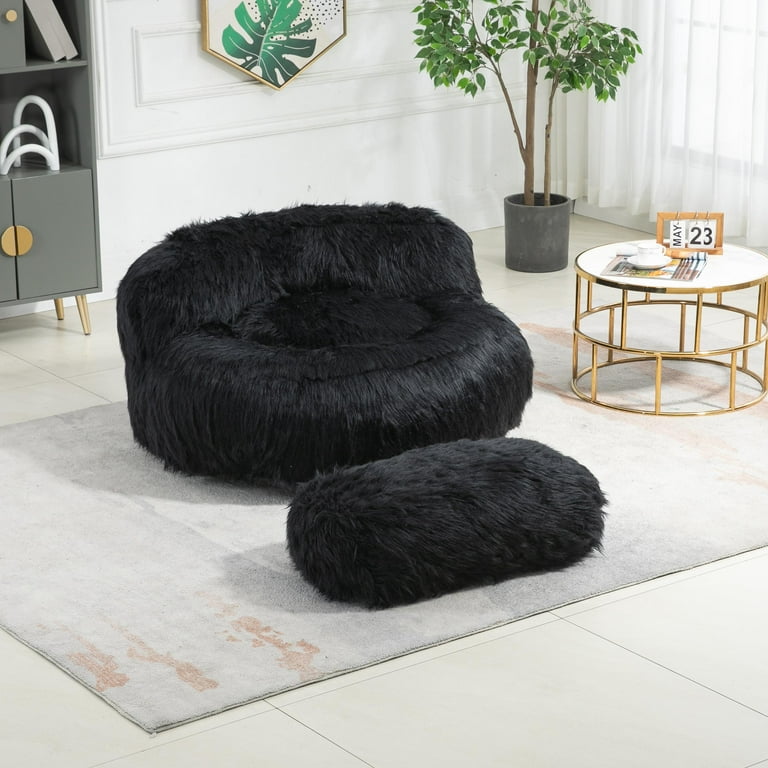 Fluffy black chair discount