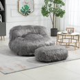 thumbnail image 1 of Comfort Bean Bag Chair with Ottoman,Modern Fluffy Beanbag Chair for Adults and Kids, Durable Lounger Lazy Sofa Chairs for Bedroom, Living Room,Gray, 1 of 7