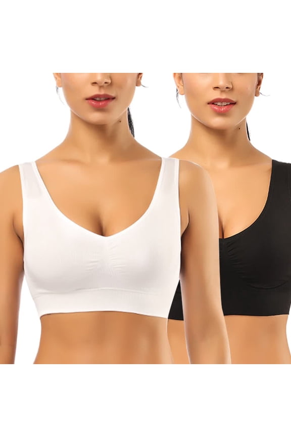 Comfort Bra, 2 Pack Seamless Removable Pads Sleep Bras, Yoga Bra, Sports Bras for Women
