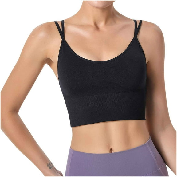 Comfort Bra Women Yoga Bras Solid Sleeveless Cold Shoulder Casual Tanks Blouse Tops V-Neck Seamless Bra Feature Hook and Eye Closure Wire-Free Bra Style Y-540 , Black L