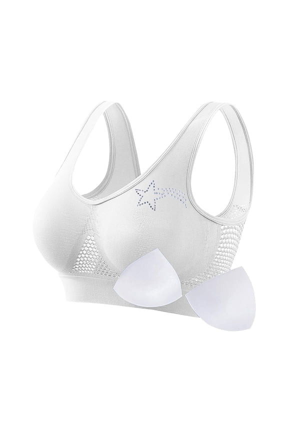 Comfort Bra for Women Sports Bras Crop Top for Yoga Wirefree Bra with Removable Pads for Women Sleep Yoga Daily Wear White XXXXXL