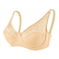 thumbnail image 1 of Comfort Bras for Women Wirefree Solid Lace Lingerie Bras Plus Size Underwear Bralette Bras Comfortable Bra V-Neck Lace Bra Feature Hook and Eye Closure Push-up Bra Style Y-155 , Khaki L, 1 of 3