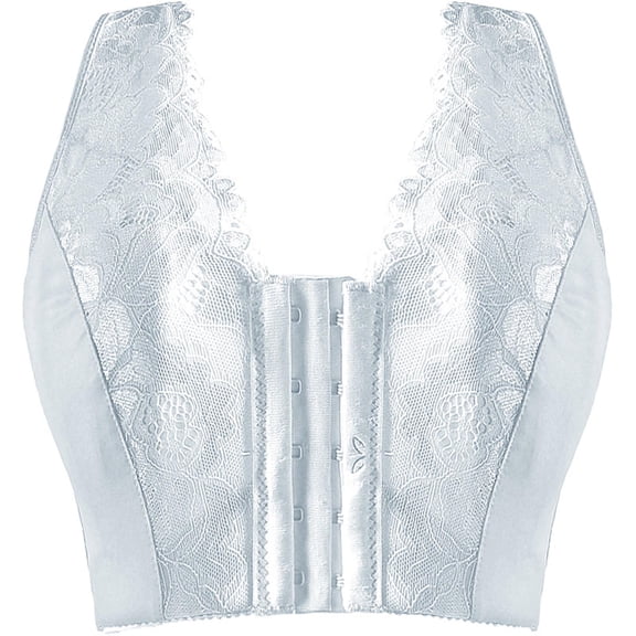 Comfort Bras for Women Wirefree Underwear Thin Plus Size No Underwire Breathable Soft Cup Bra V-Neck Seamless Bra Feature Hook and Eye Closure Padded Bra Style Y-547 , White XXL