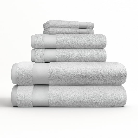 6-Pack Bathroom Essentials Bath Towel Set in Light Gray - Soft and Absorbent for Quick Drying by Comfort Canopy