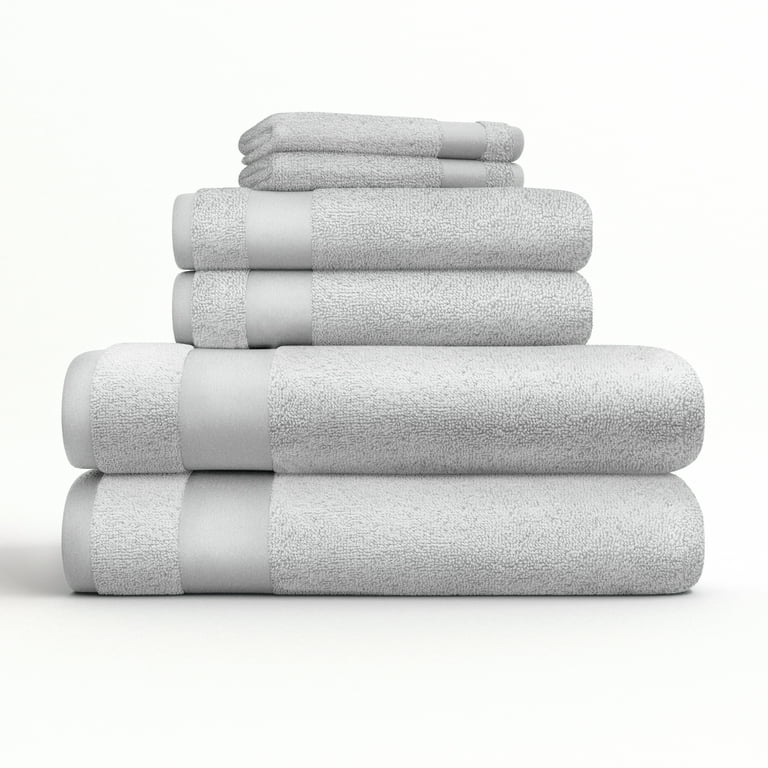 Comfort Canopy 100 Cotton 6 Piece Luxury Hotel Light Gray Towel Set Soft and Absorbent for Quick Drying