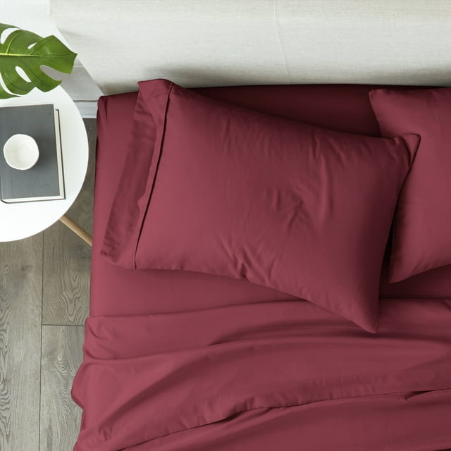 Comfort Canopy - 2 Pack Burgundy Ultra Soft Microfiber Pillowcase for King Bedding