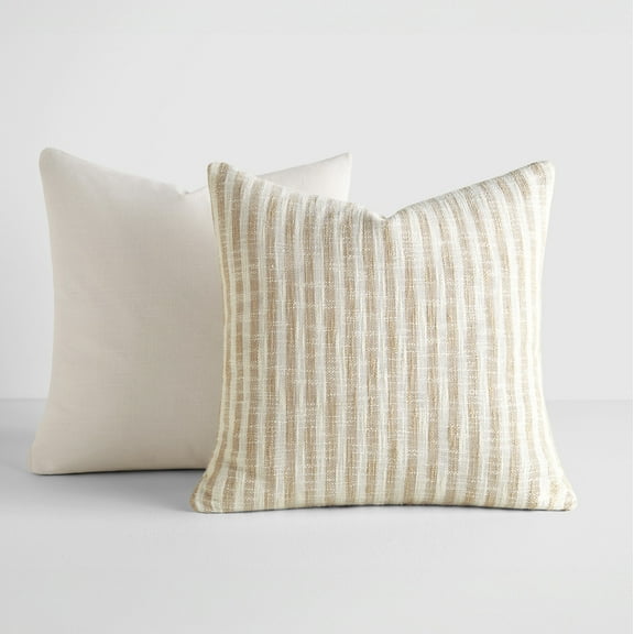 2-Pack Decor Throw Pillows in Yarn-Dyed Bengal Stripe / Solid Patterns by Comfort Canopy