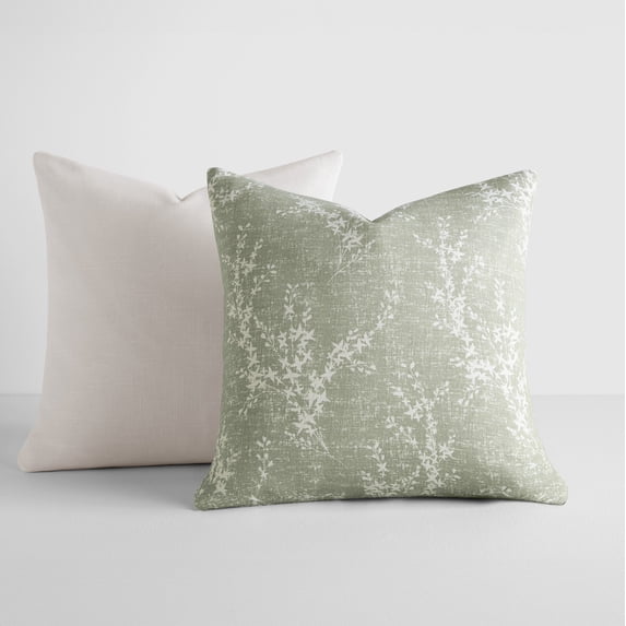 2-Pack Cotton Slub Decor Throw Pillows in Willow by Comfort Canopy