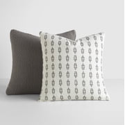 2-Pack Decor Throw Pillows Seed Stitch Knit with Cotton Patterns in Folk Leaves by Comfort Canopy