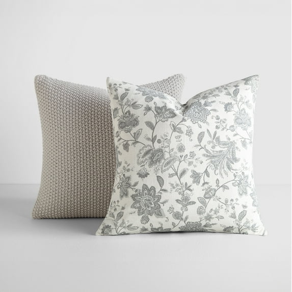 2-Pack Decor Throw Pillows Seed Stitch Knit with Cotton Patterns in Jacobean by Comfort Canopy