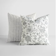 2-Pack Decor Throw Pillows in Yarn-Dyed Bengal Stripe / Jacobean Patterns by Comfort Canopy