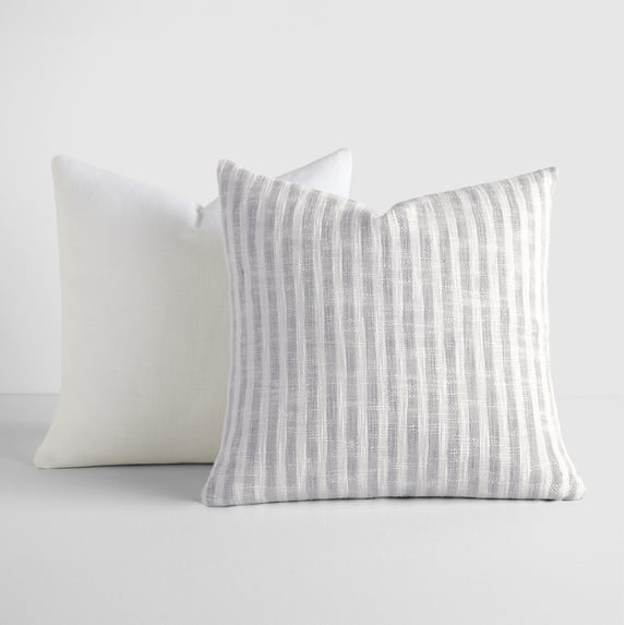 2-Pack Decor Throw Pillows in Yarn-Dyed Bengal Stripe / Solid Patterns by Comfort Canopy