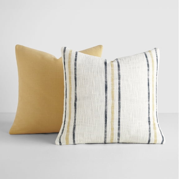 2-Pack Decor Throw Pillows in Yarn-Dyed Framed Stripe / Solid Patterns by Comfort Canopy