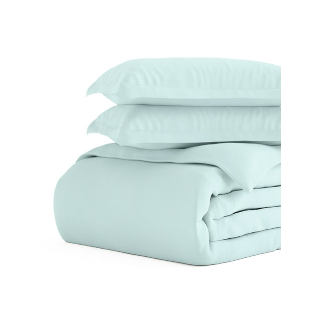 Comfort Canopy 3 Piece Aqua Microfiber Solid Duvet Cover Set with