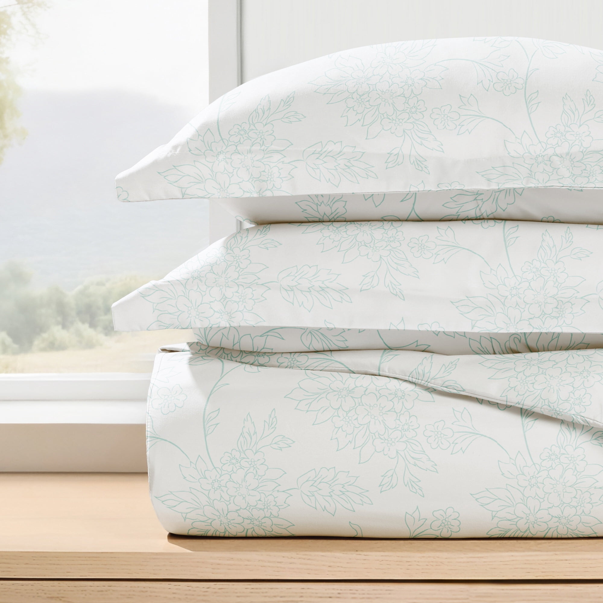 Duvet Cover Set - Ultra Soft & Breathable - Aqua Vine for Queen Size Bedding by Comfort Canopy
